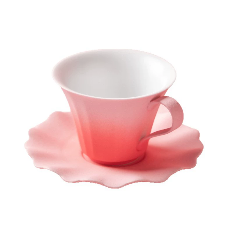 Gradient Pink Coffee Cup and Saucer Set tableware view 5