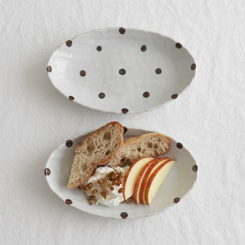 Polka Dot Oval Ceramic Plate