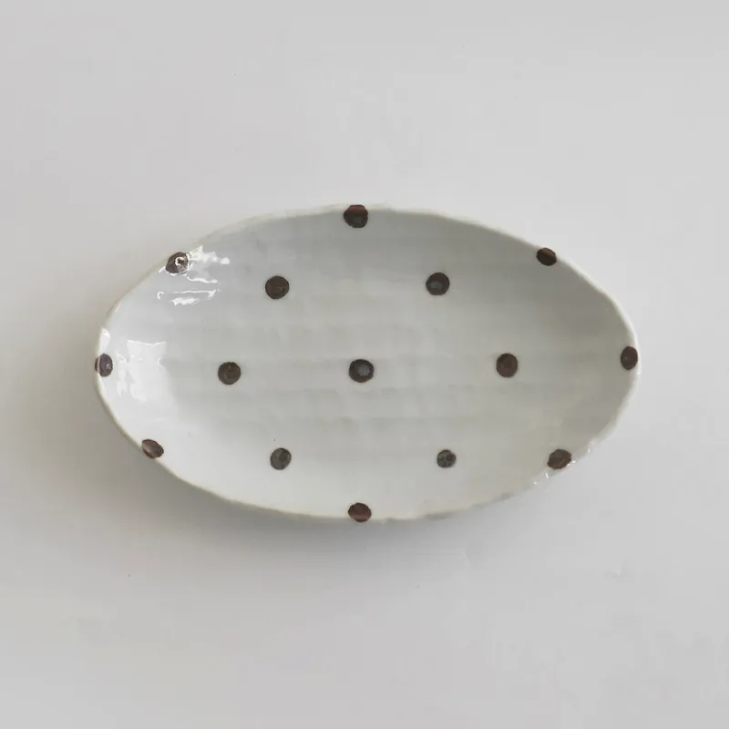 Polka Dot Oval Ceramic Plate tableware view 2