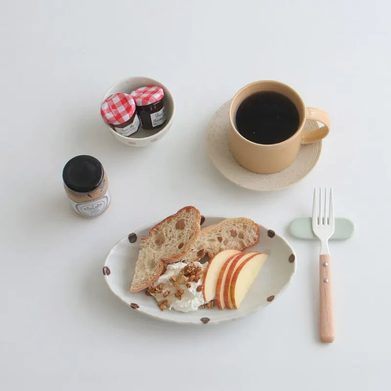 Polka Dot Oval Ceramic Plate tableware view 3