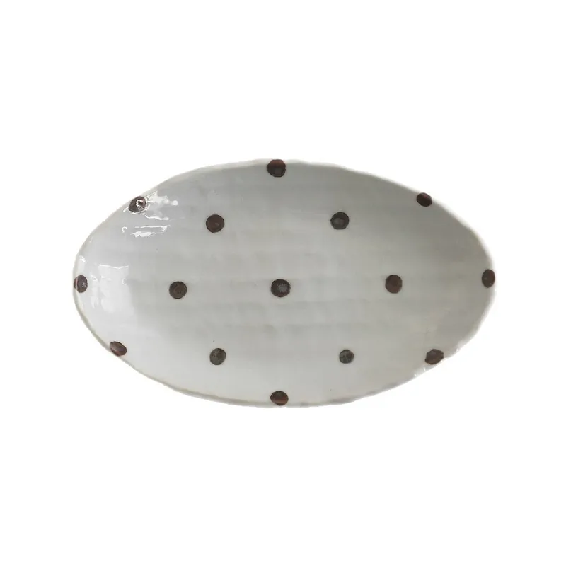 Polka Dot Oval Ceramic Plate tableware view 5