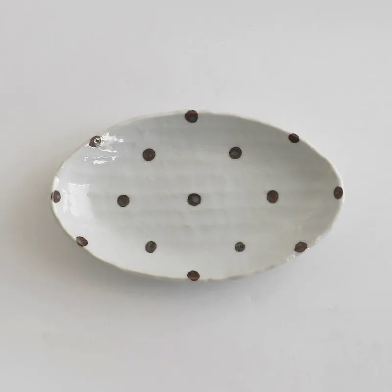 Polka Dot Oval Ceramic Plate tableware view 6