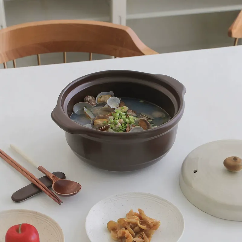 Brown Glaze Ceramic Casserole tableware view 2