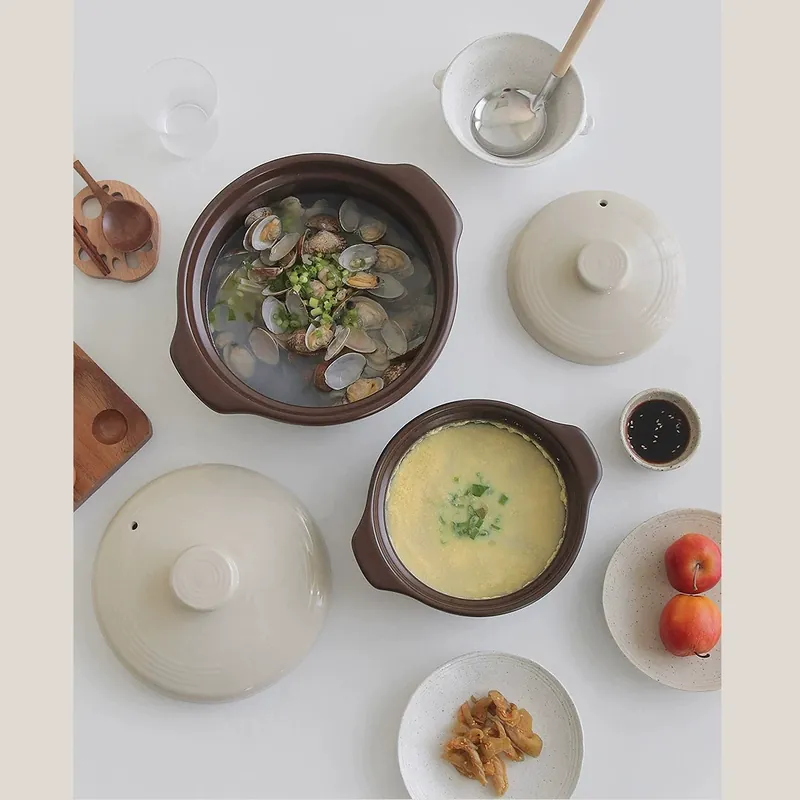 Brown Glaze Ceramic Casserole tableware view 3