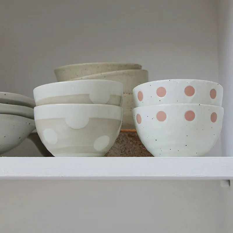 Polka Dot Ceramic Rice Bowl tableware view 2