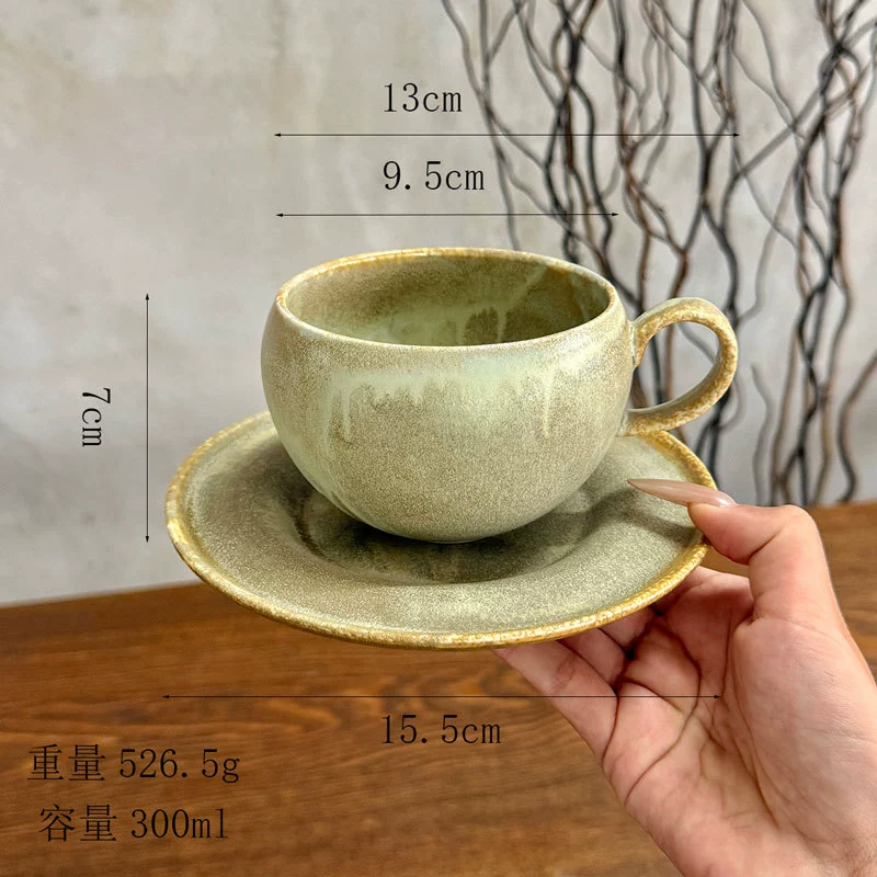 Service à café et soucoupe en céramique cuisson de four tableware view 6