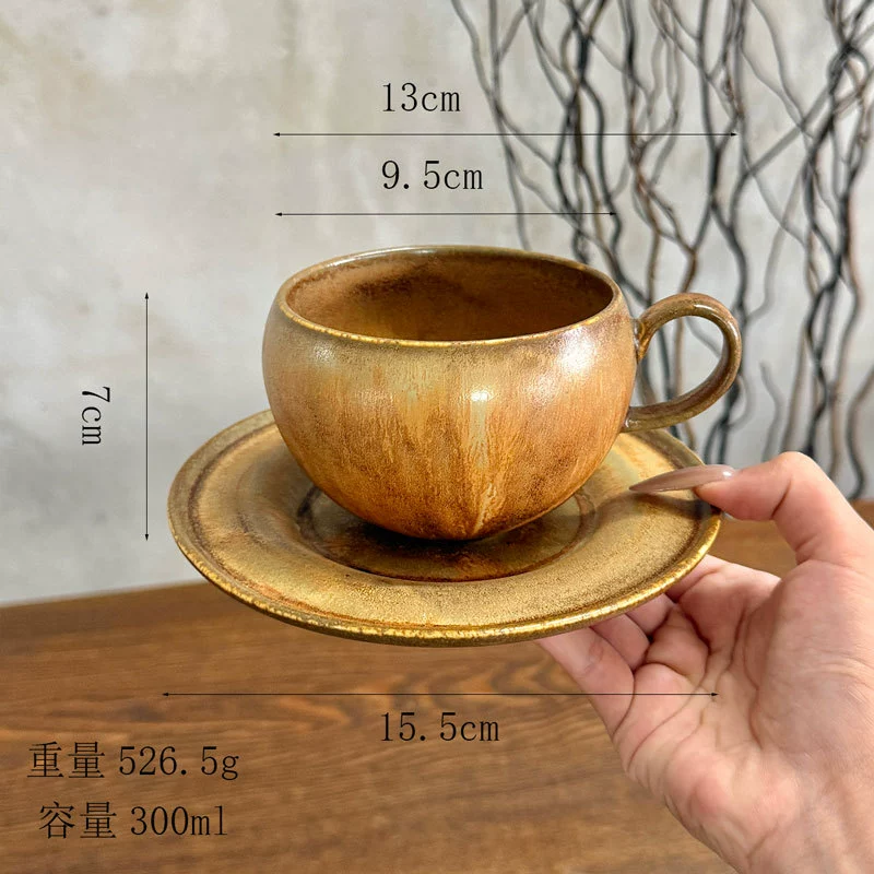 Service à café et soucoupe en céramique cuisson de four tableware view 7