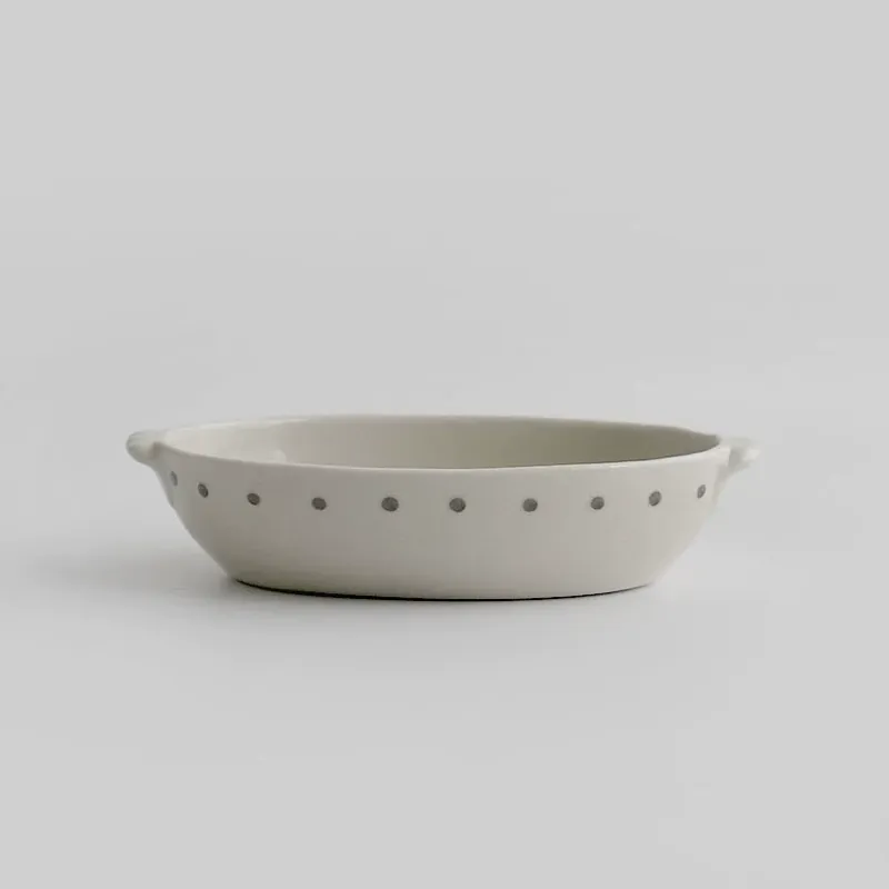 빈티지 물방울무늬 도자기 오븐 접시 tableware view 6
