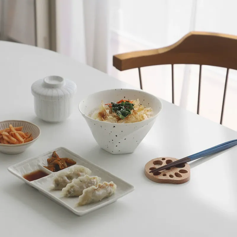 Korean Irregular Ceramic Noodle Bowl tableware view 4