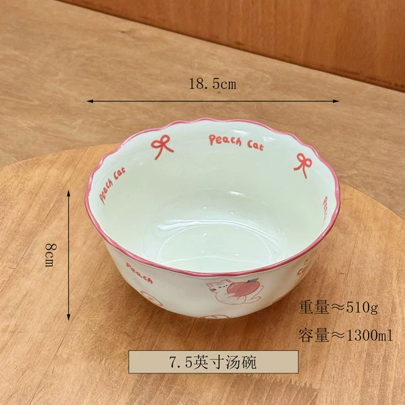 Peach Cat Ceramic Dinnerware Set tableware view 8