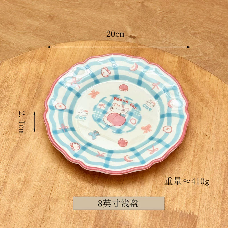 Peach Cat Ceramic Dinnerware Set tableware view 9