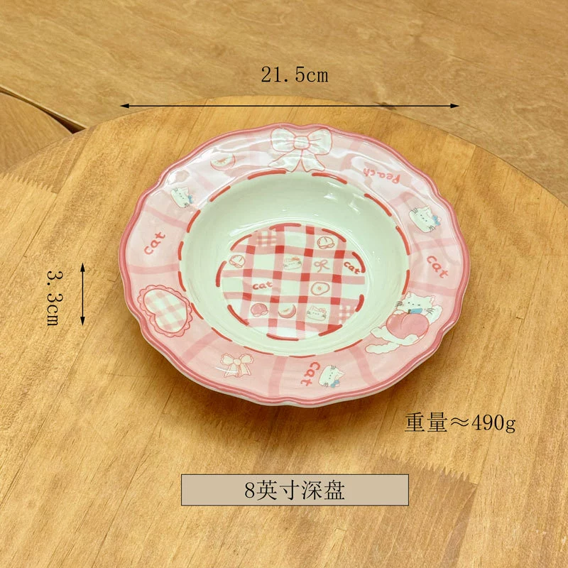 Peach Cat Ceramic Dinnerware Set tableware view 10