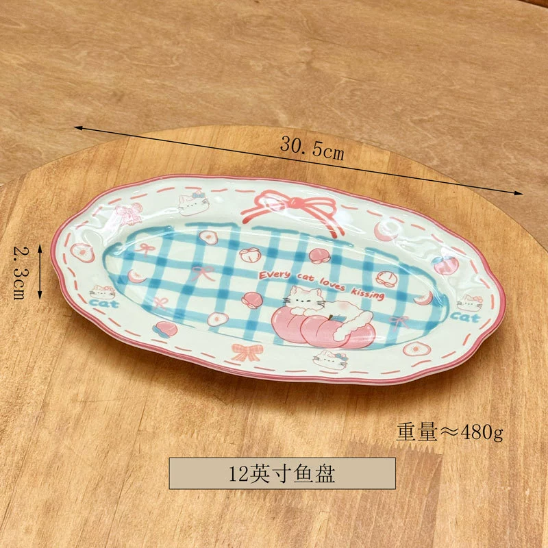 Peach Cat Ceramic Dinnerware Set tableware view 12