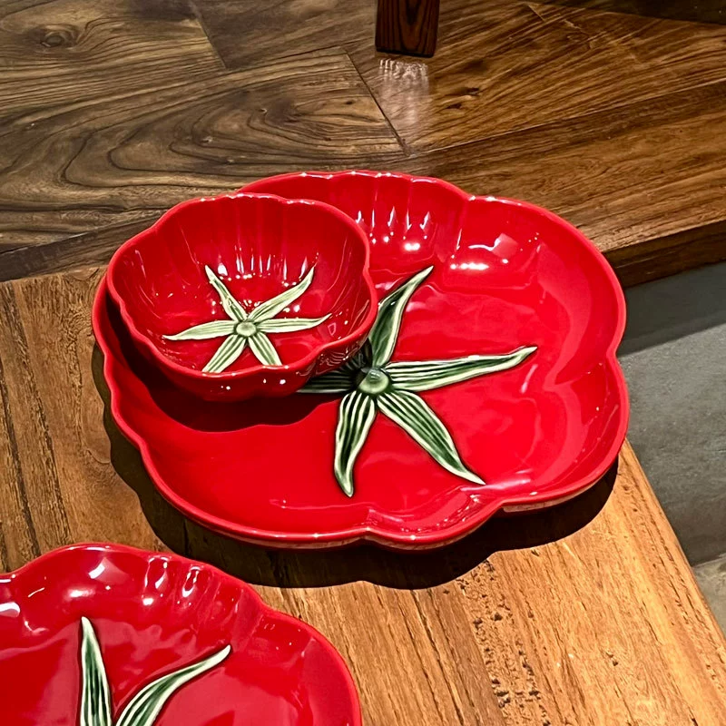 طقم أدوات مائدة سيراميك طماطم حمراء tableware view 3