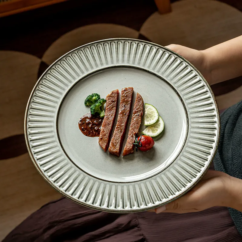 Japanese Vertical Stripe Ceramic Plate