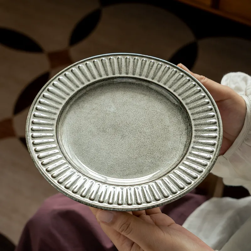 Japanese Vertical Stripe Ceramic Plate tableware view 3