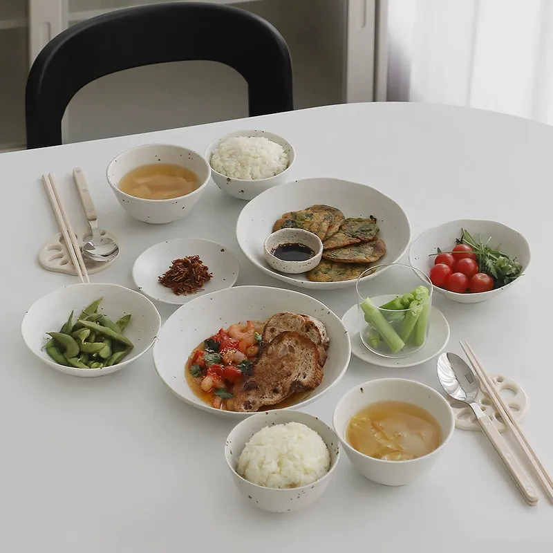 Irregular Speckled Ceramic Bowl and Plate Set