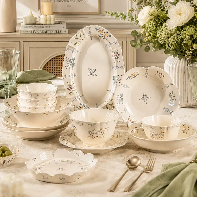 Porcelain Dinnerware Set with Floral Pattern