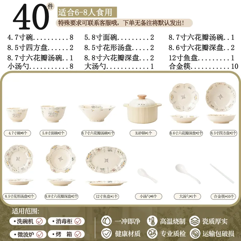 Service de vaisselle en porcelaine à motif floral tableware view 12