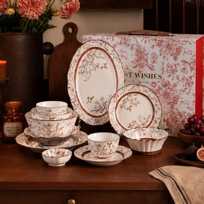 Porcelain Dinnerware Set with Swallow Design