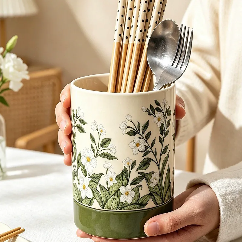Ceramic Chopstick Holder with Floral Design tableware view 2