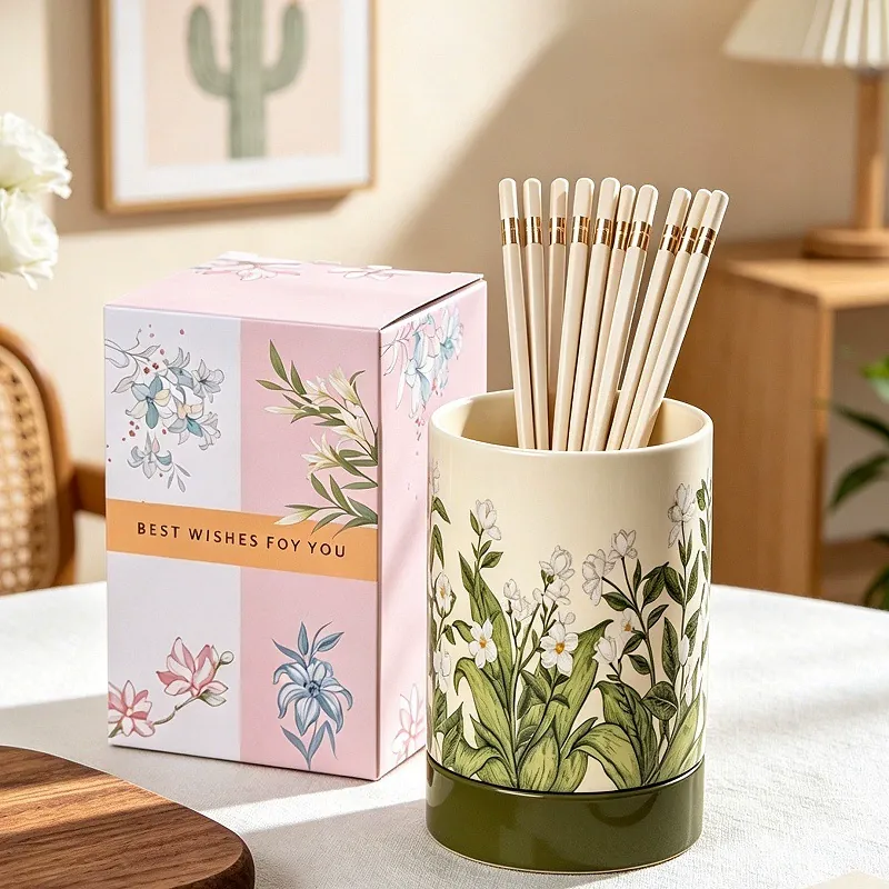 Ceramic Chopstick Holder with Floral Design tableware view 4