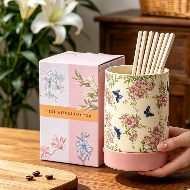 Ceramic Chopstick Holder with Floral Design tableware view 6
