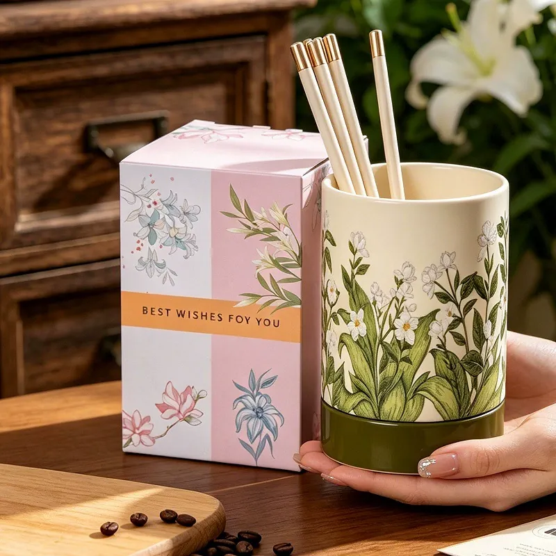 Ceramic Chopstick Holder with Floral Design tableware view 7