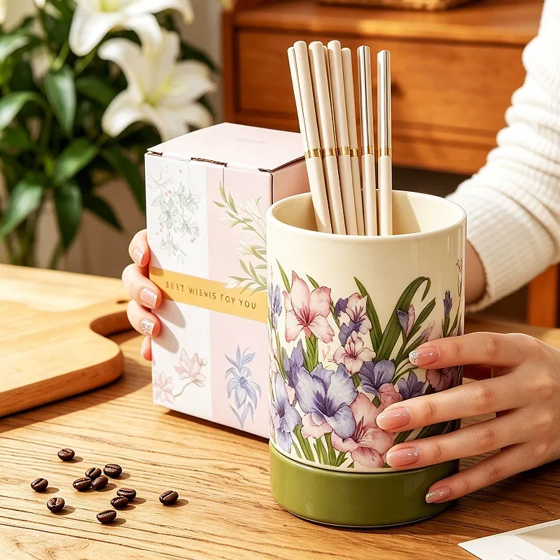 Ceramic Chopstick Holder with Floral Design tableware view 8