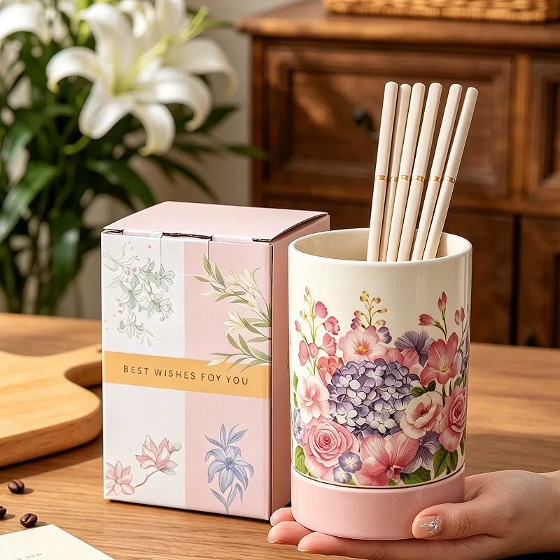 Ceramic Chopstick Holder with Floral Design tableware view 9