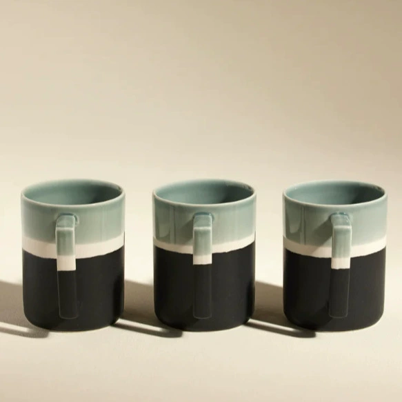 Nordic Black and Green Ceramic Mug tableware view 3