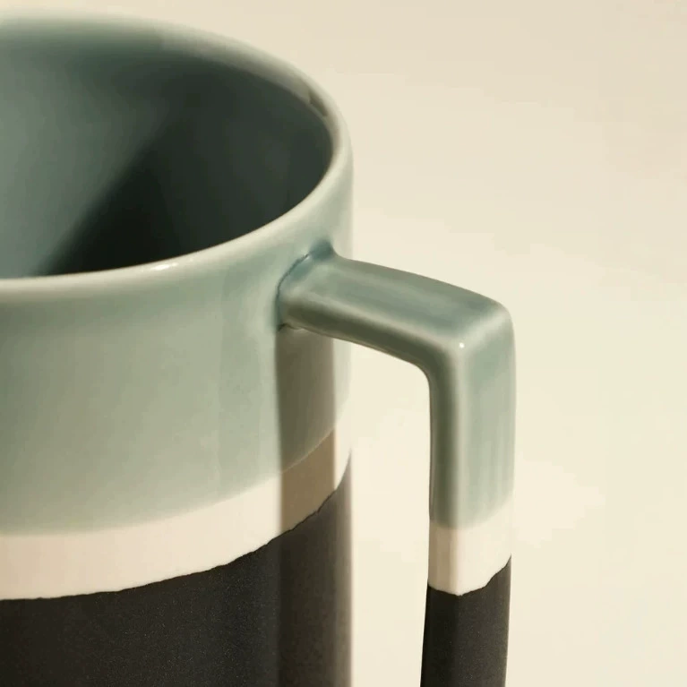 Nordic Black and Green Ceramic Mug tableware view 4