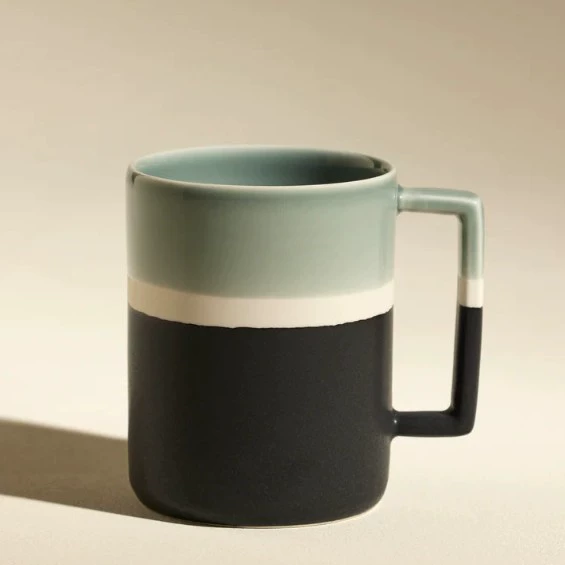 Nordic Black and Green Ceramic Mug tableware view 6