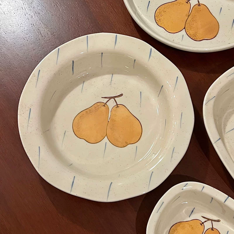 Hand-Painted Pear Ceramic Dinnerware Set tableware view 2