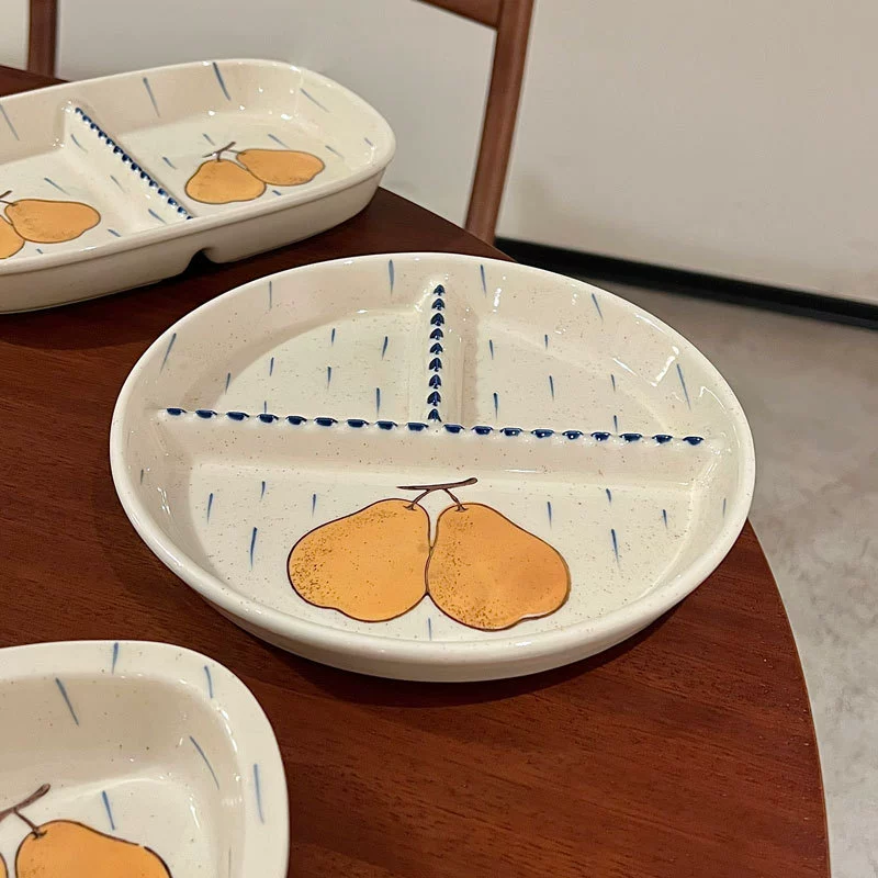 Hand-Painted Pear Ceramic Dinnerware Set tableware view 3