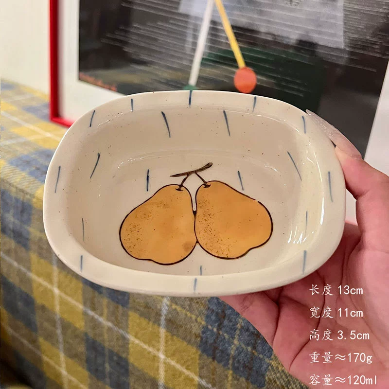 Hand-Painted Pear Ceramic Dinnerware Set tableware view 8