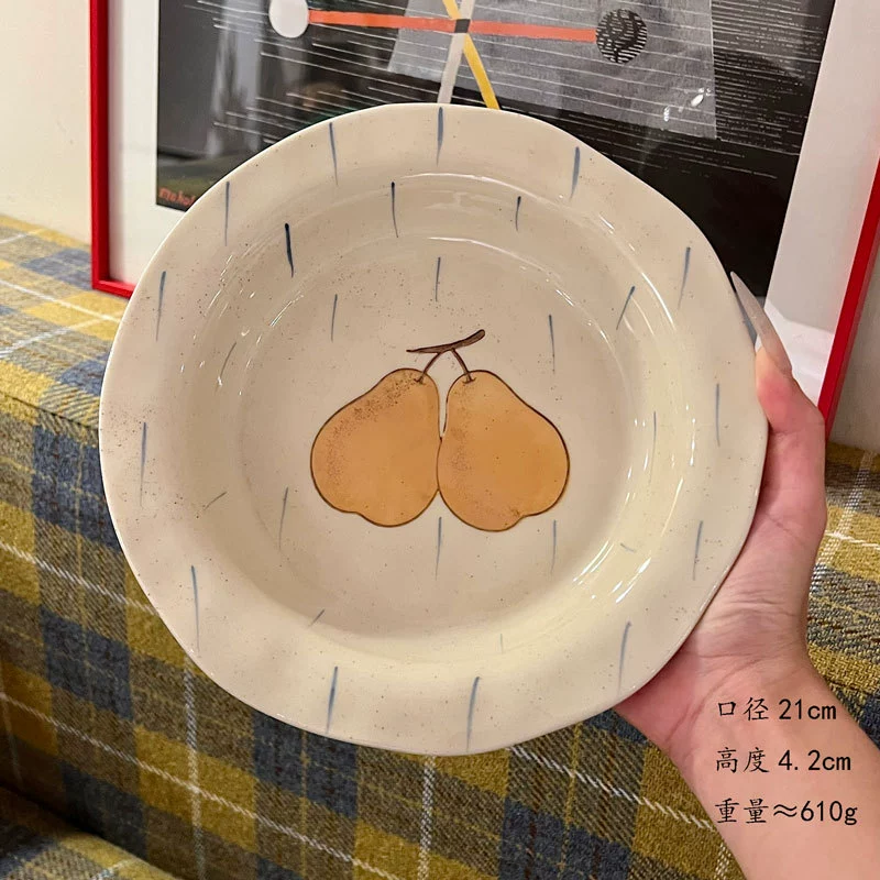 Hand-Painted Pear Ceramic Dinnerware Set tableware view 11