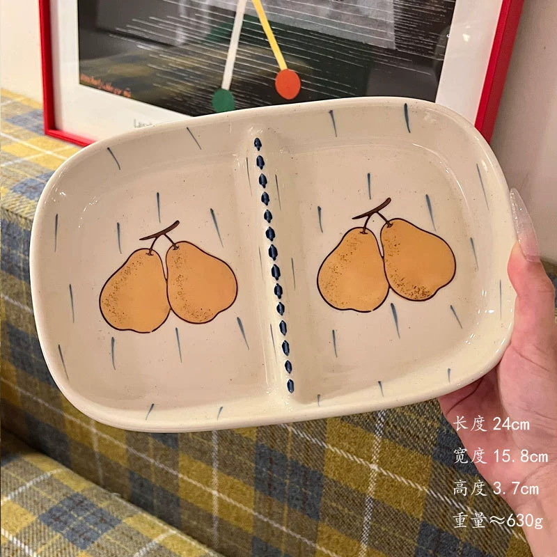 Hand-Painted Pear Ceramic Dinnerware Set tableware view 12