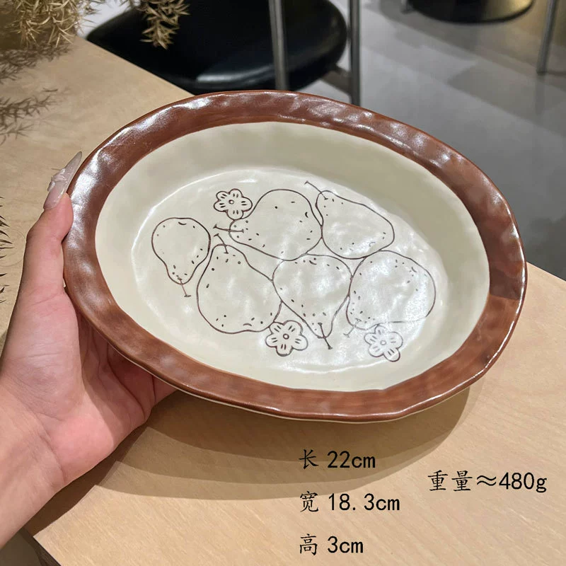 Hand-Painted Pear Ceramic Bowl Set tableware view 12