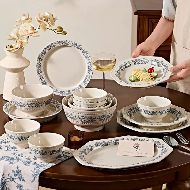 French Retro Rose Ceramic Tableware Set tableware view 2