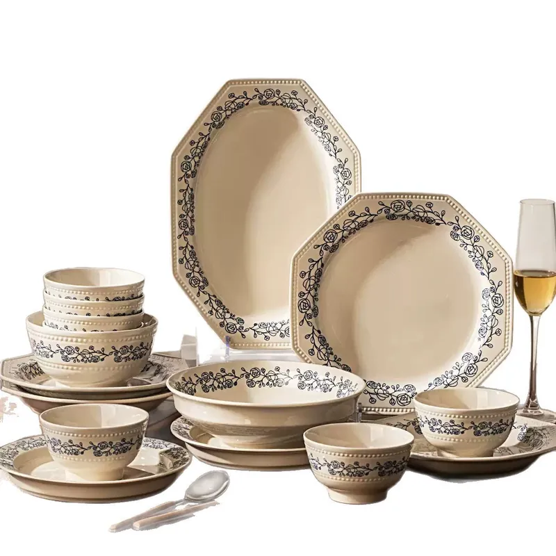 French Retro Rose Ceramic Tableware Set tableware view 5