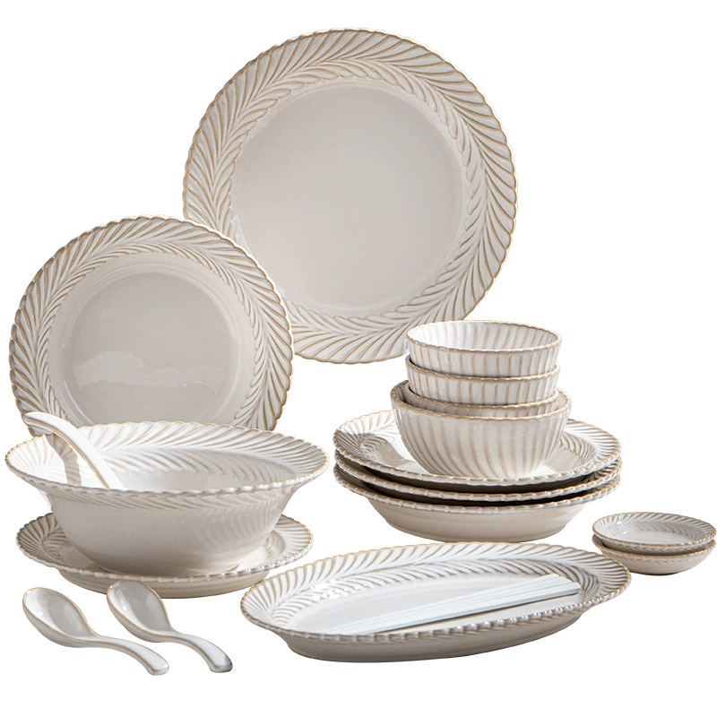 Porcelain Dinnerware Set with Mimosa Design tableware view 5