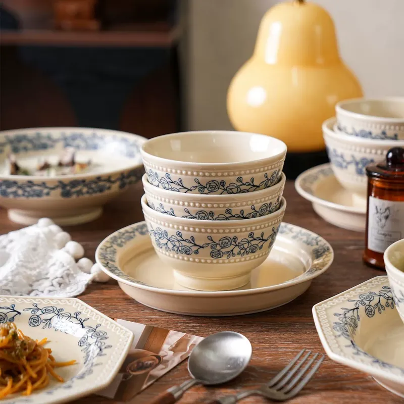 French Rose Ceramic Tableware Set