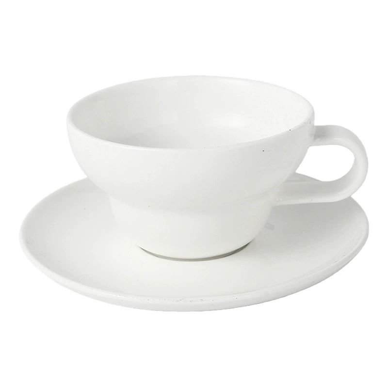 White Ceramic Coffee Cup and Saucer Set tableware view 5