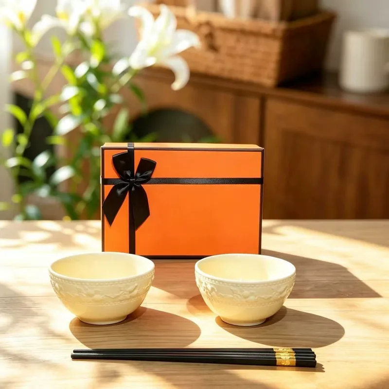 세라믹 그릇과 젓가락 선물 세트 tableware view 7