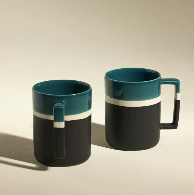 Color Block Ceramic Mug and Bowl Set