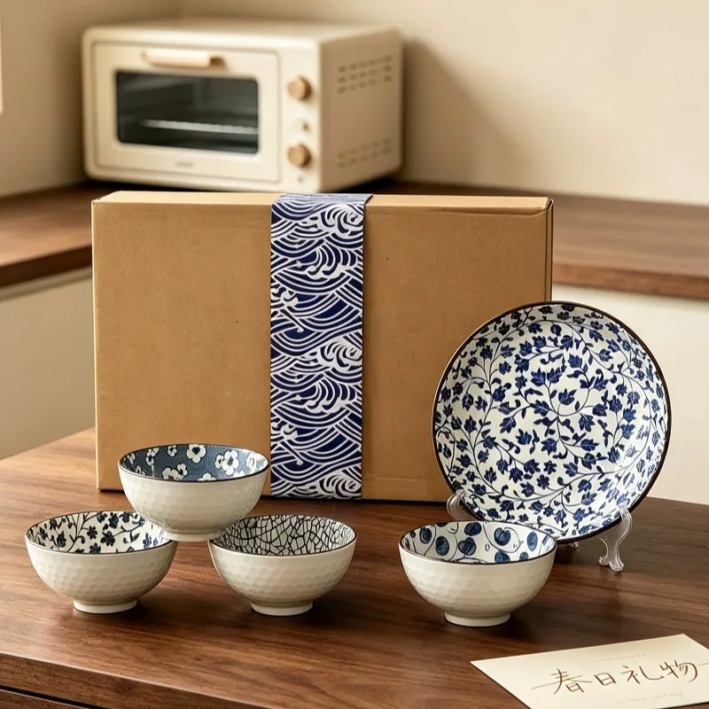 Service de vaisselle en porcelaine bleue et blanche tableware view 6