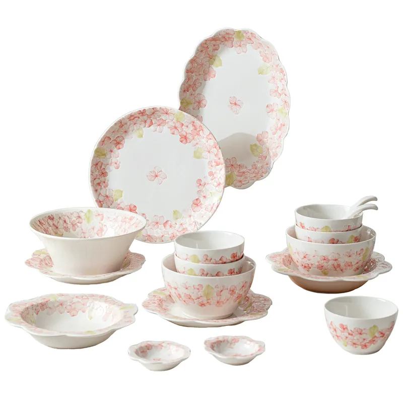 طقم أطباق خزفية بتصميم جنية الزهور مع عيدان tableware view 5