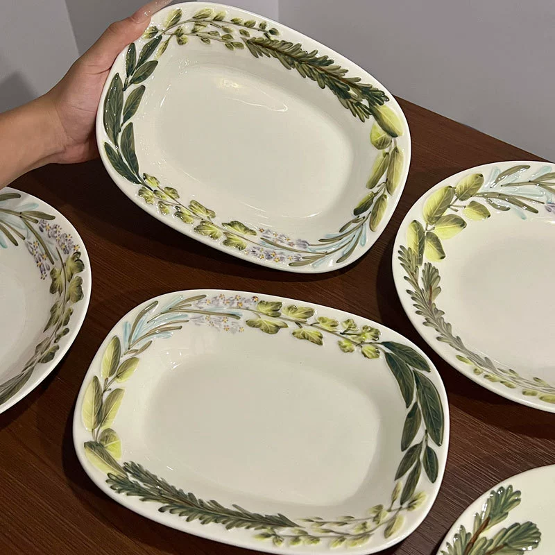 طقم طعام سيراميك بزخرفة زهور tableware view 2