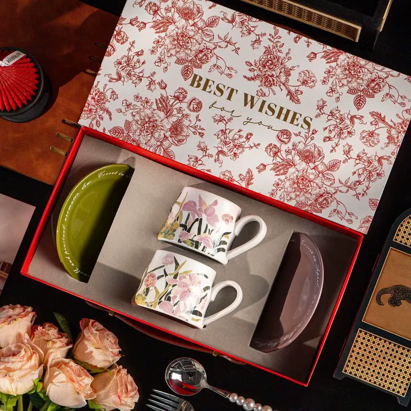 Tasse et soucoupe en céramique avec motif Jardin de Monet
